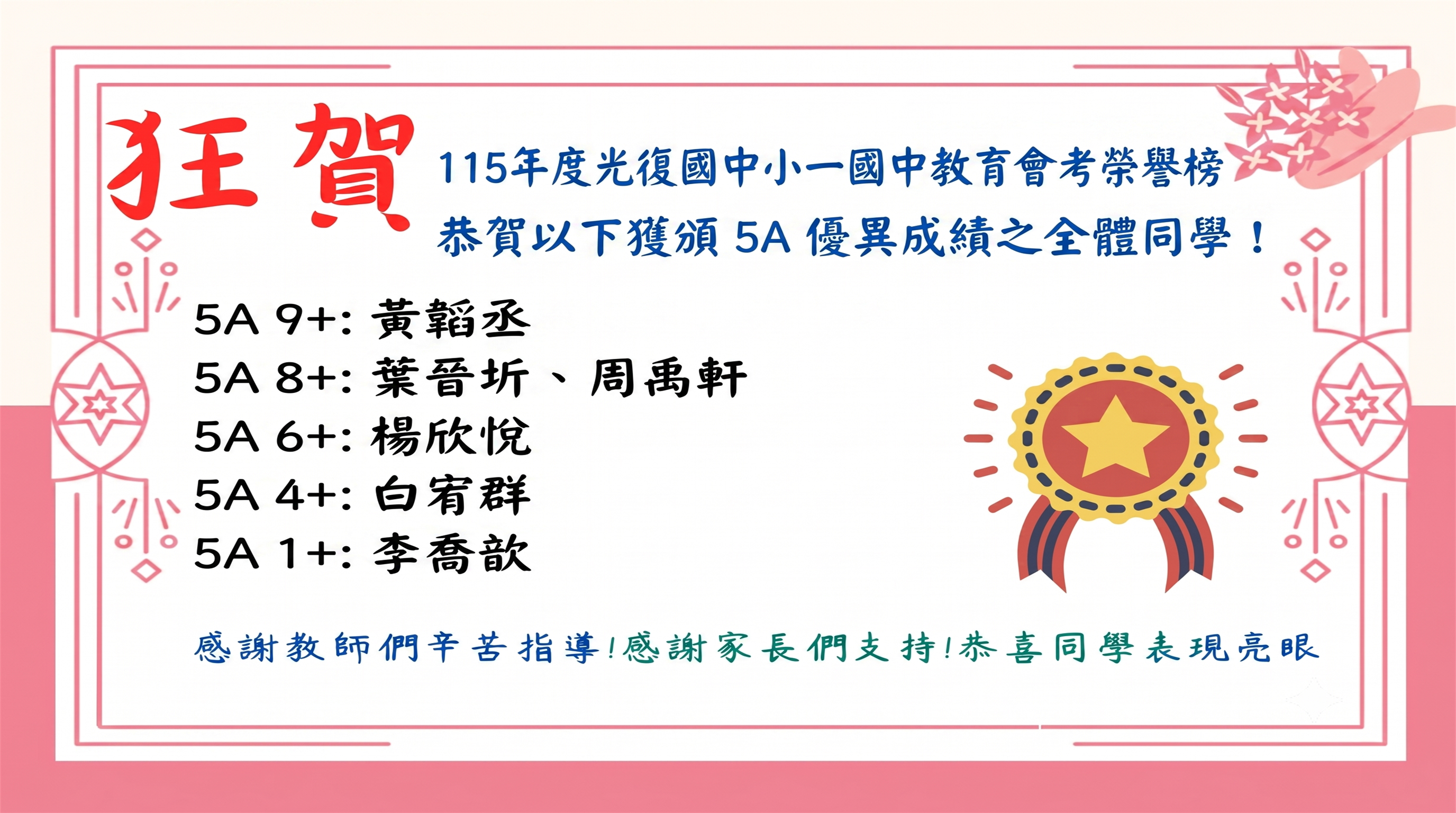 115年度會考榜單